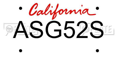 ASG52S California License Plate