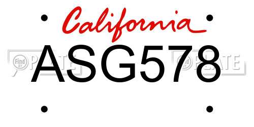 ASG578 California License Plate