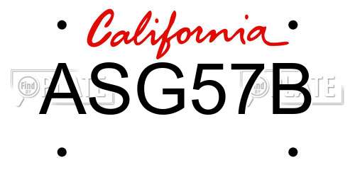 ASG57B California License Plate