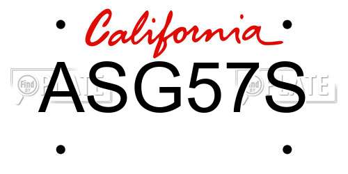 ASG57S California License Plate