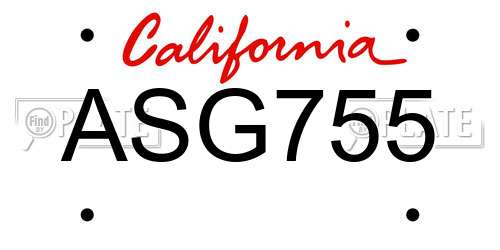 ASG755 California License Plate