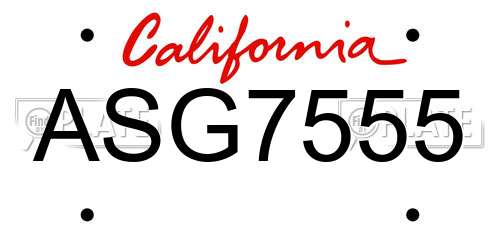 ASG7555 California License Plate