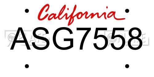 ASG7558 California License Plate