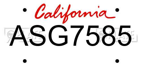 ASG7585 California License Plate