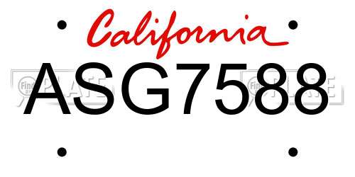 ASG7588 California License Plate