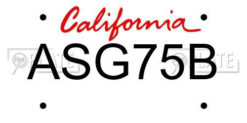 ASG75B California License Plate