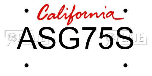 ASG75S California License Plate