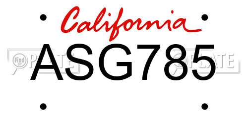 ASG785 California License Plate