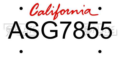 ASG7855 California License Plate