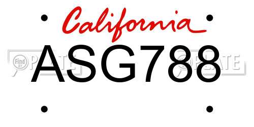 ASG788 California License Plate