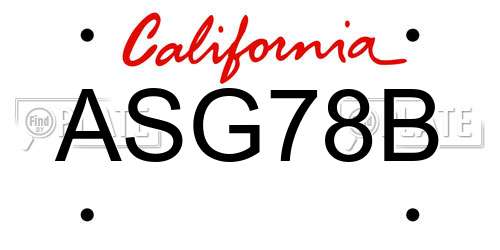 ASG78B California License Plate