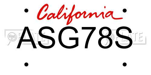 ASG78S California License Plate