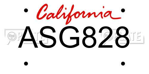 ASG828 California License Plate