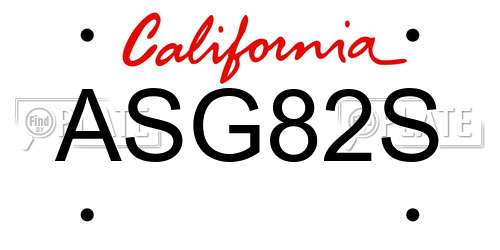 ASG82S California License Plate