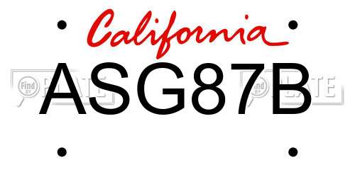 ASG87B California License Plate