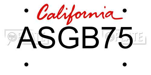 ASGB75 California License Plate