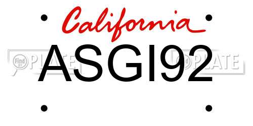 ASGI92 California License Plate