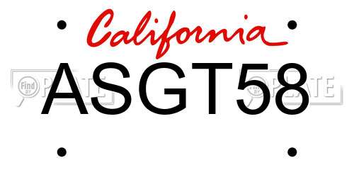 ASGT58 California License Plate
