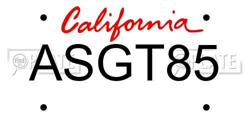 ASGT85 California License Plate