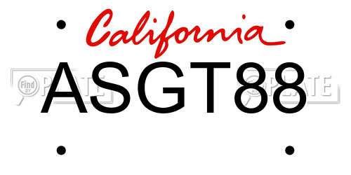 ASGT88 California License Plate