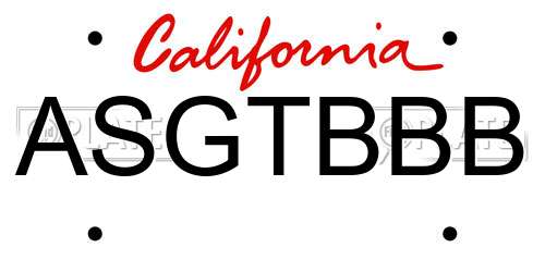 ASGTBBB California License Plate