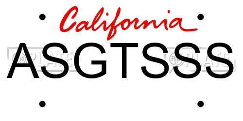 ASGTSSS California License Plate