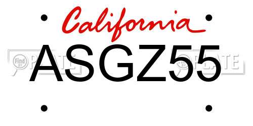 ASGZ55 California License Plate