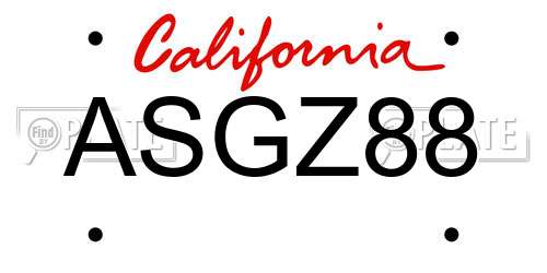 ASGZ88 California License Plate