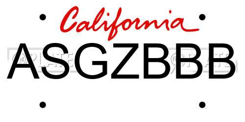 ASGZBBB California License Plate