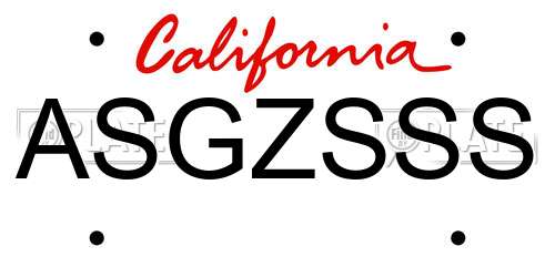 ASGZSSS California License Plate