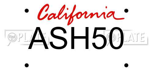 ASH50 California License Plate