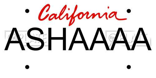 ASHAAAA California License Plate