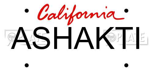 ASHAKTI California License Plate