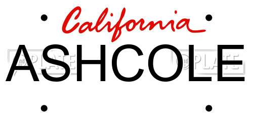 ASHCOLE California License Plate