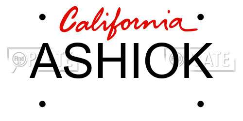 ASHIOK California License Plate
