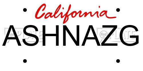 ASHNAZG California License Plate