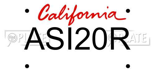ASI20R California License Plate
