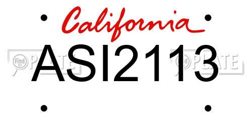 ASI2113 California License Plate