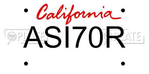 ASI70R California License Plate