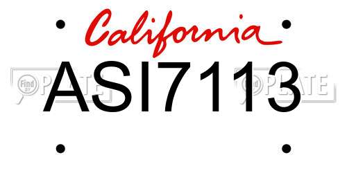 ASI7113 California License Plate