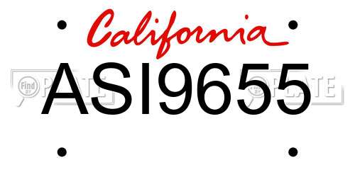 ASI9655 California License Plate