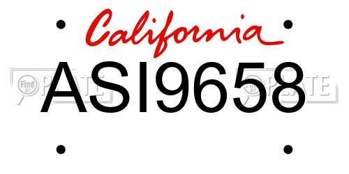 ASI9658 California License Plate