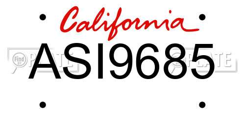 ASI9685 California License Plate