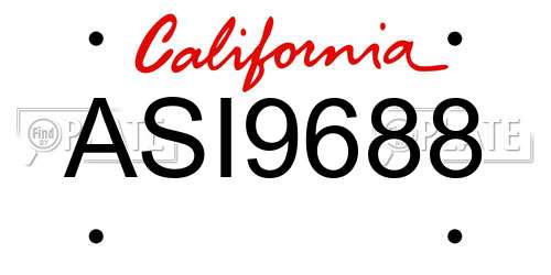 ASI9688 California License Plate