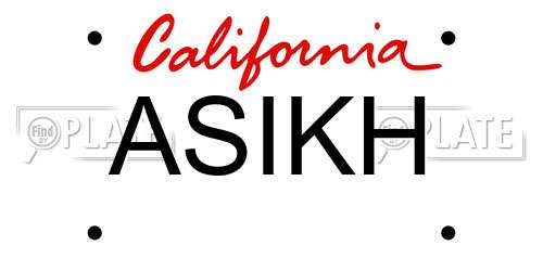 ASIKH California License Plate