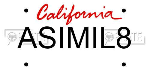ASIMIL8 California License Plate