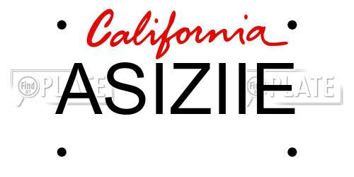 ASIZIIE California License Plate