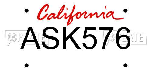 ASK576 California License Plate