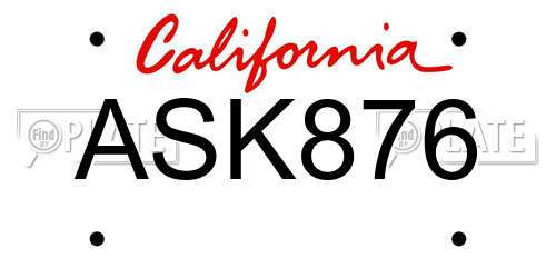 ASK876 California License Plate