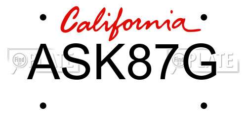 ASK87G California License Plate